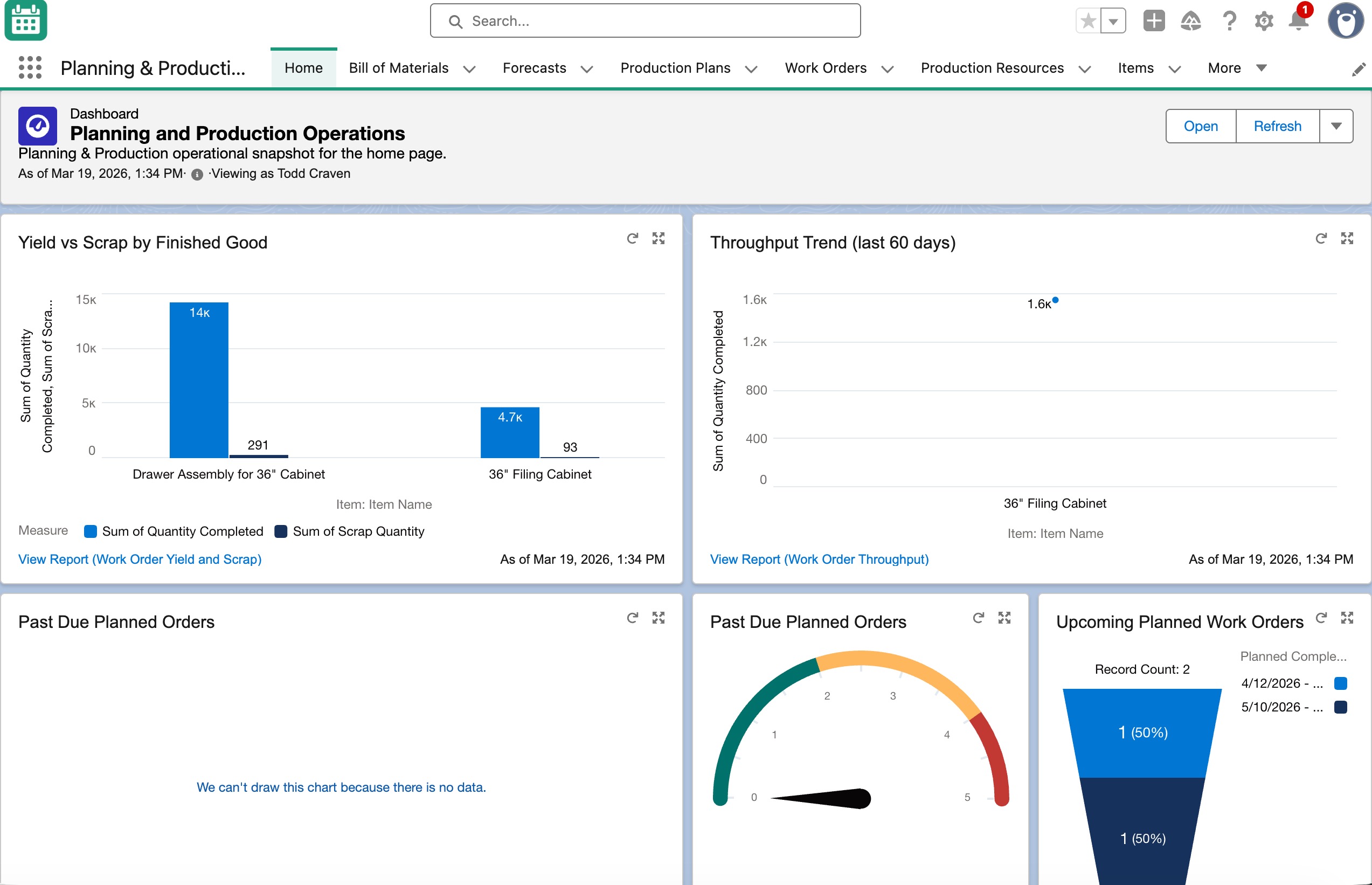 Planning & Production module screenshot